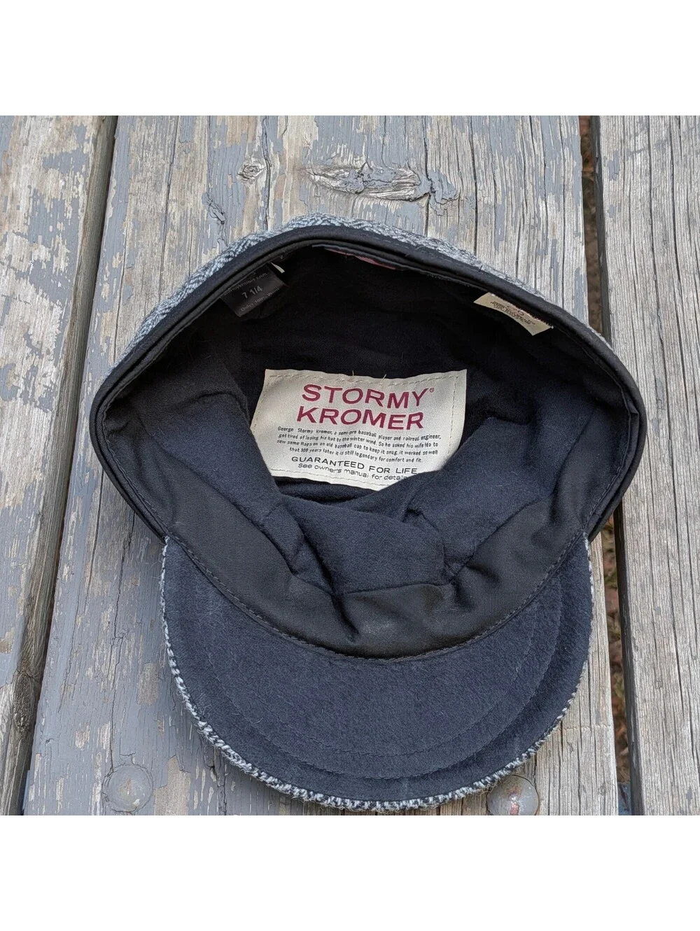 Stormy Kromer Harris Tweed Wool Hat 7 1/4 Grey Herringbone Cap Eclectic Grandpa